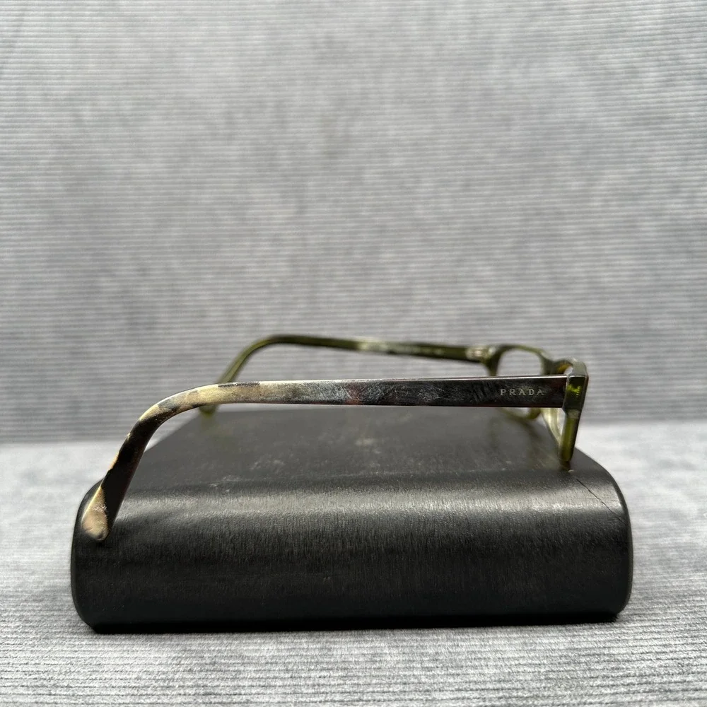 Prada VPR 07E Tortoise Olive Green Rectangular Eyeglasses Frames Italy 52-16-140
